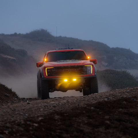 Amber LED lights on a ford Raptor in Baja Mexico